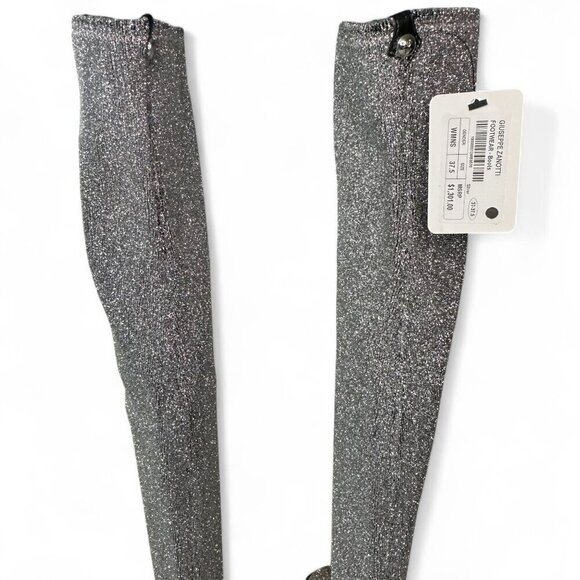 Giuseppe Zanotti Women's Silver Glitter Over-the-Knee Flat Boots Sz 37.5 NWOT - Picture 6 of 16